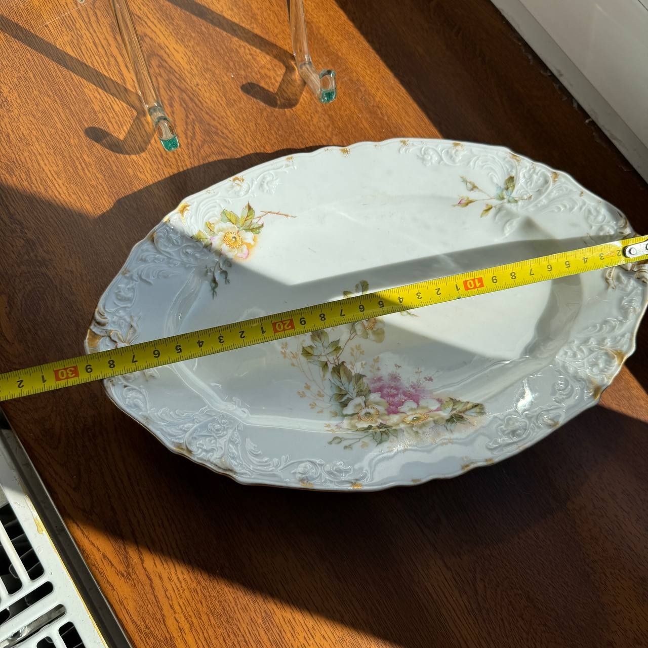 Patera/Półmisek Różyczki Carl Teich CT XIX wiek, Porcelana ryflowana