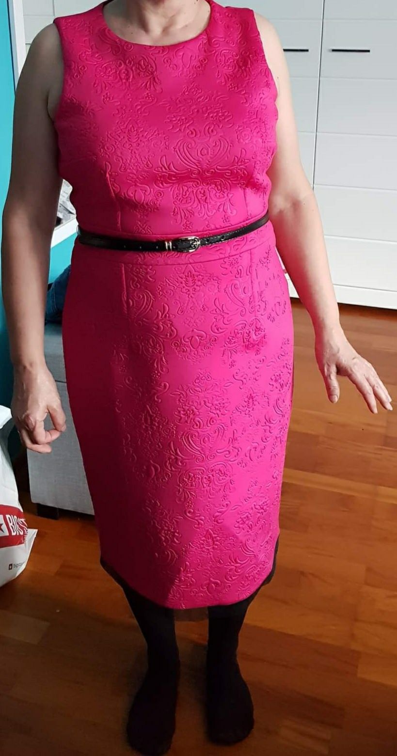 Fuksjowa różowa sukienka ebutik 44