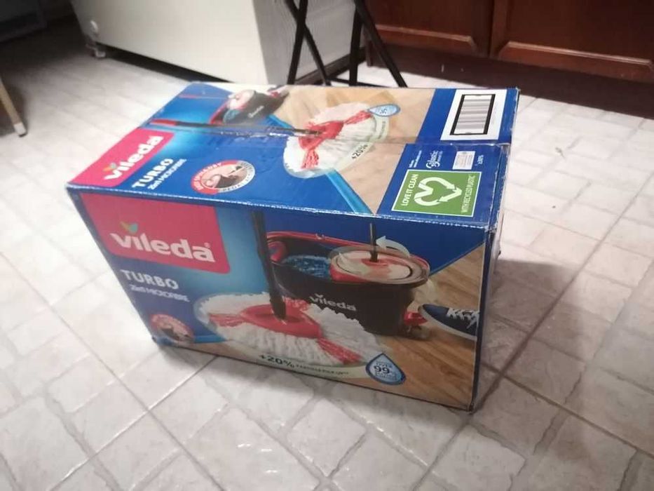 Vileda TURBO 2in1 microfiber - Balde de esfregona giratório com pedal