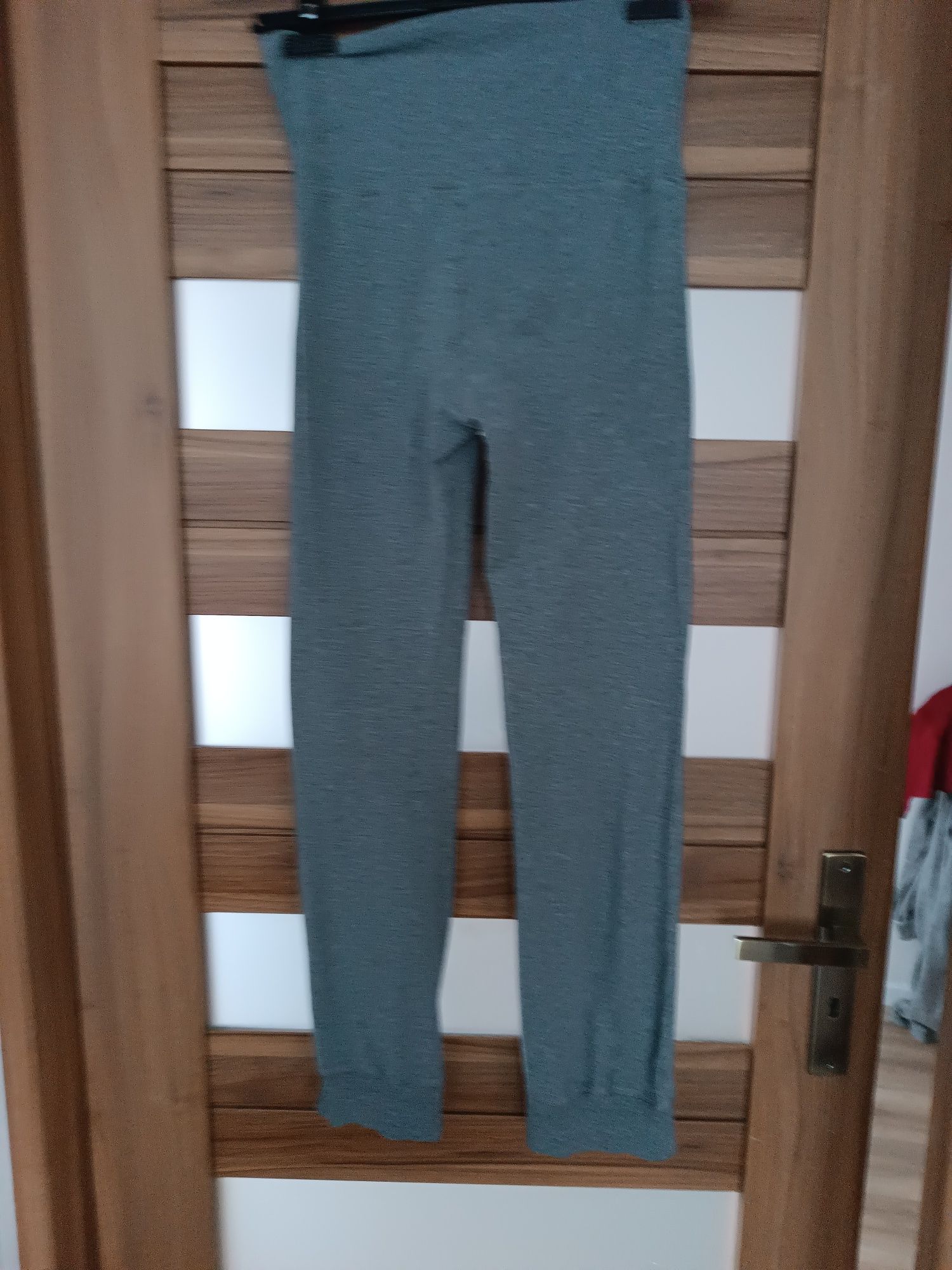 H&M spodnie dresowe damskie 38 M szare bawełniane wyższy stan melanż