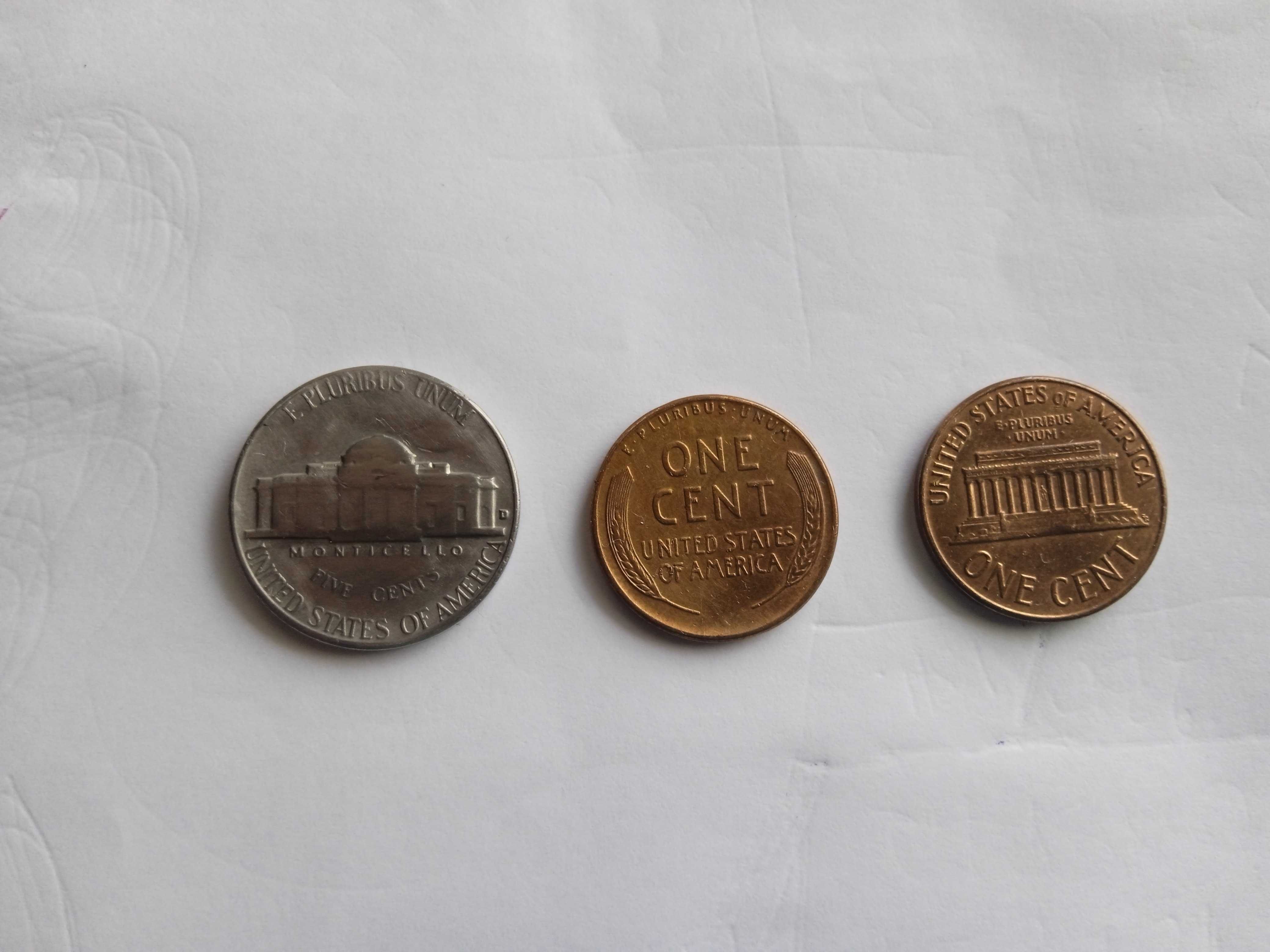 Moedas antigas dos EUA. 2 sem "S".