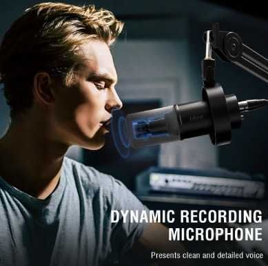 Microfone dinâmico podcast Fifine XLR Studio K688 Gaming USB para PC