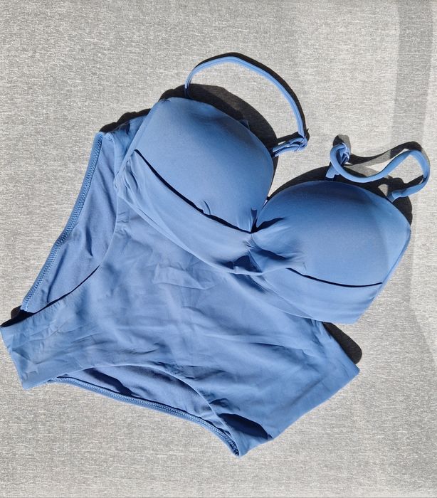Strój kąpielowy dwuczęściowy bikini wysoki stan niebieskie Reserved 38