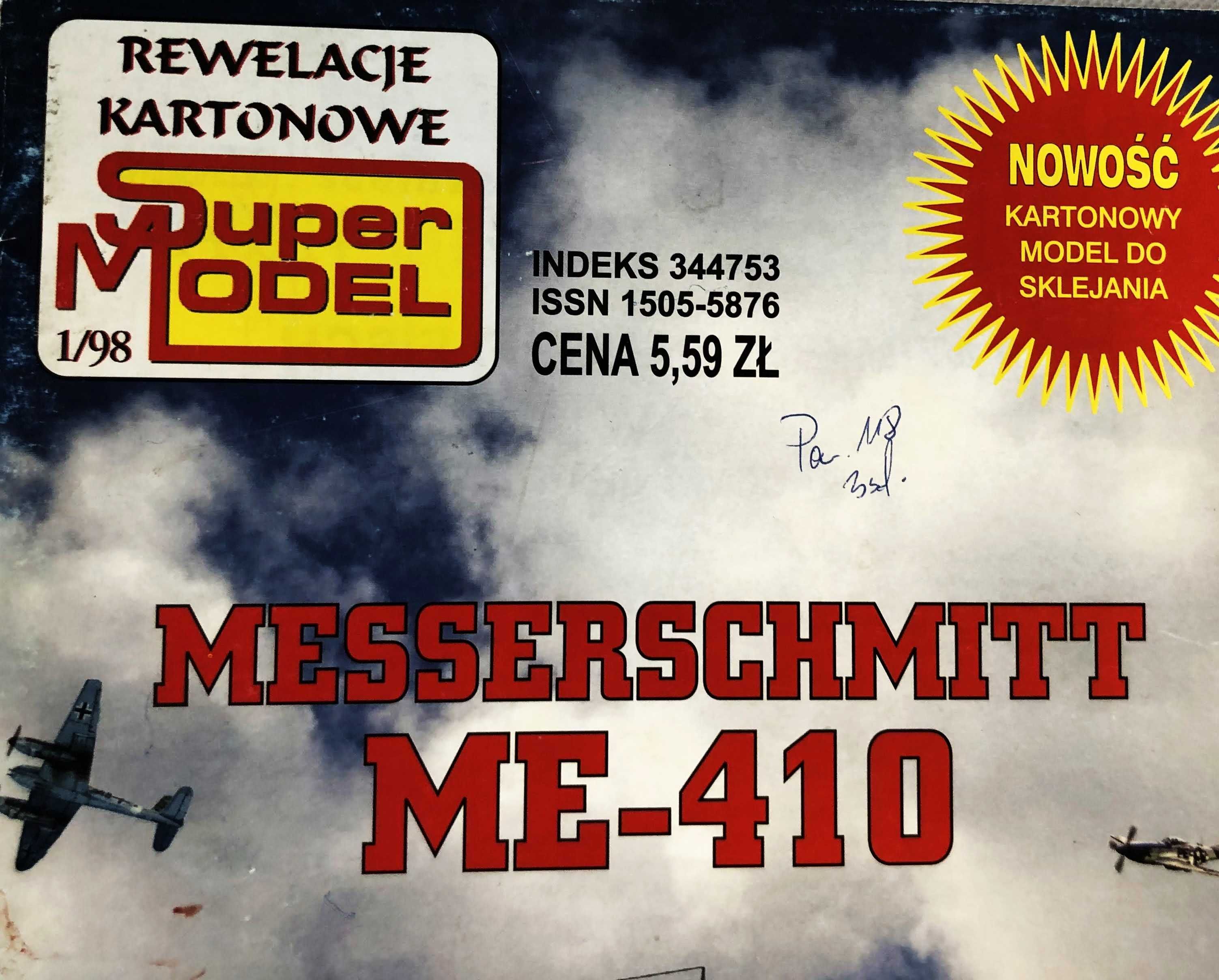 Super Model MESSERSCHMITT ME-410 kartonowy model skala 1:33
