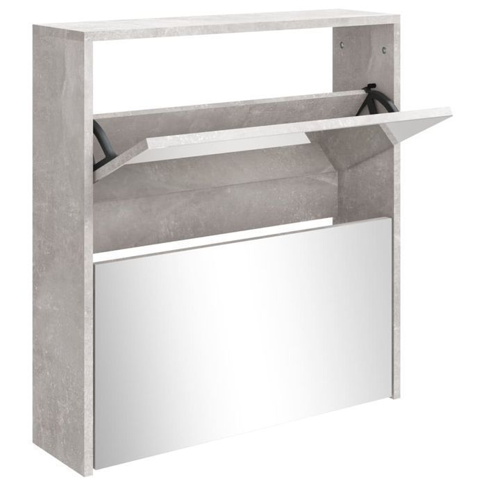 Vidaxl Szafka Na Buty, Lustro I 2 Szuflady, Szary Beton, 63X17X67 Cm