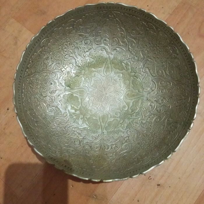 Восточная металлическая ваза из латуни посеребренная 900 рробы