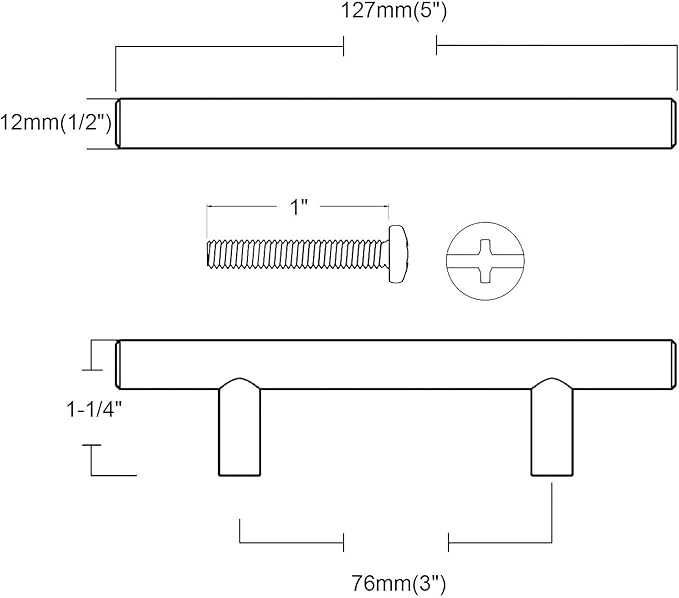 Zestaw 15 uchwytów 127mm do szafek kuchennych, stal, nieużywane