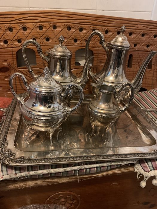 Conjunto de Chá casquinha de prata francesa antiga