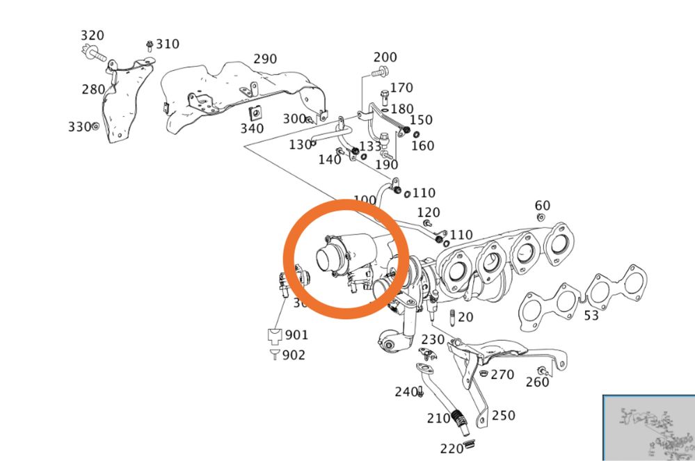 Rura króciec końcówka koszyk wkład Turbiny Mercedes CGI M271 M274 NOWY