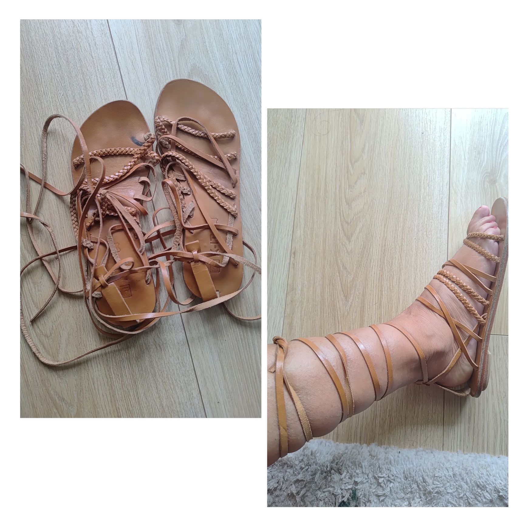 Buty sandały sznurkowe 40 skóra  rzymianki