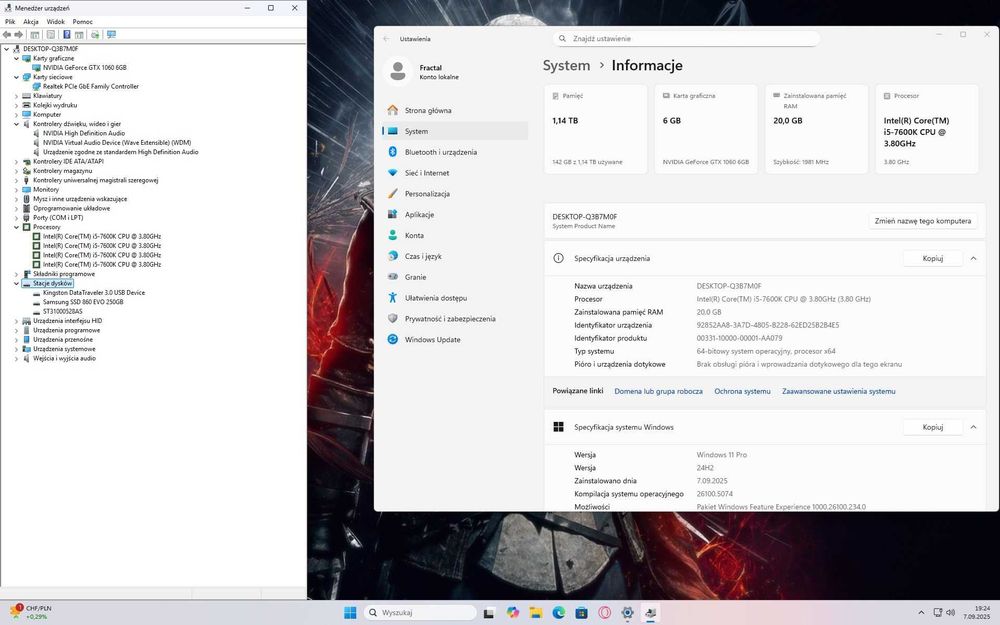 Gamingowy Intel i5/20GbDDR/SSD+HDD1Tb/GeForceGTX1060-6Gb