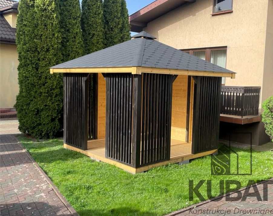 Nowoczesna altana z lamelami 3x3 | altanka ogrodowa drewniana |altanki