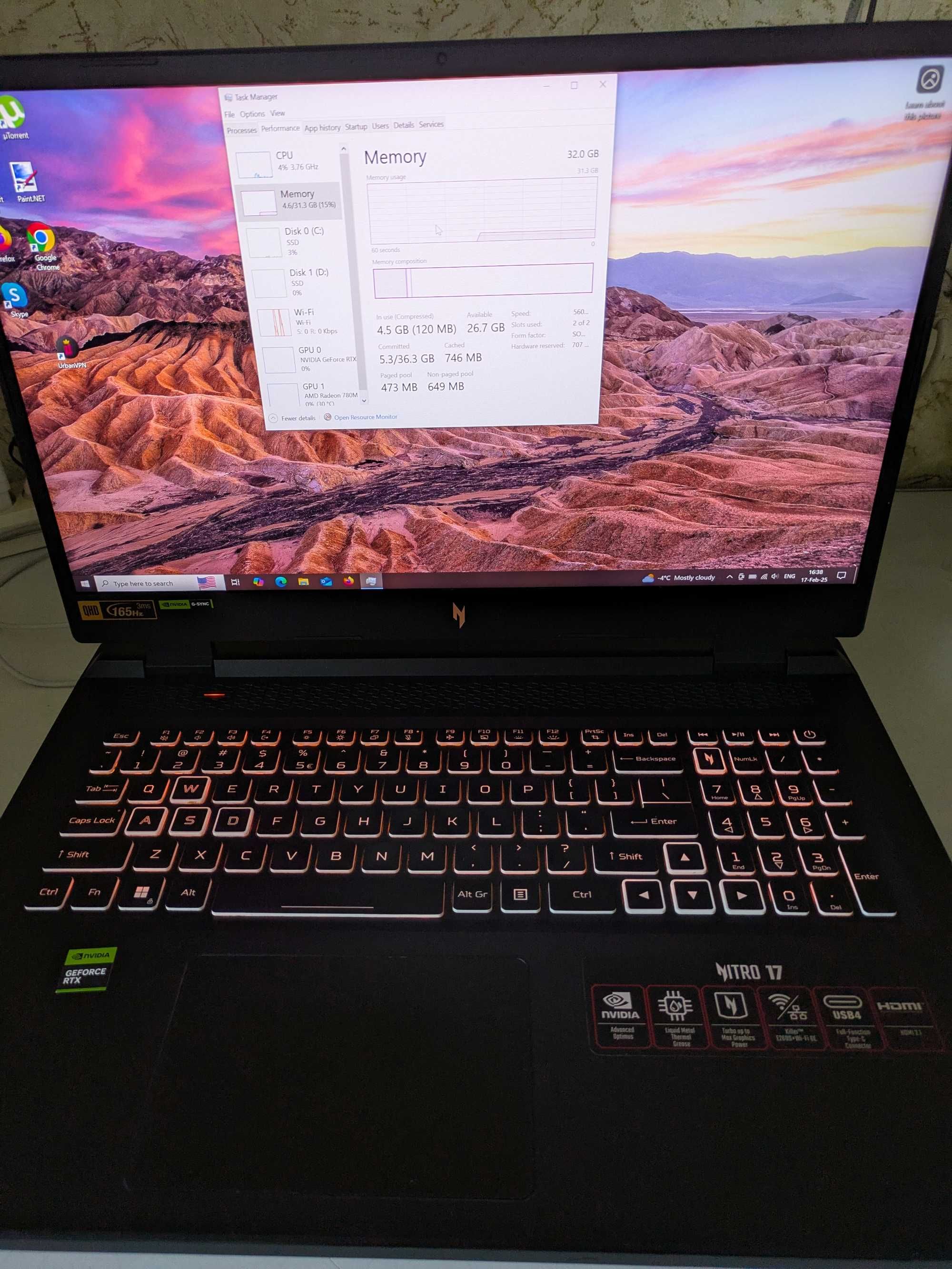 Acer Nitro 17 QHD 165Hz Ryzen 7 7840HS | RTX 4060 | 32GB RAM | 3TB SSD