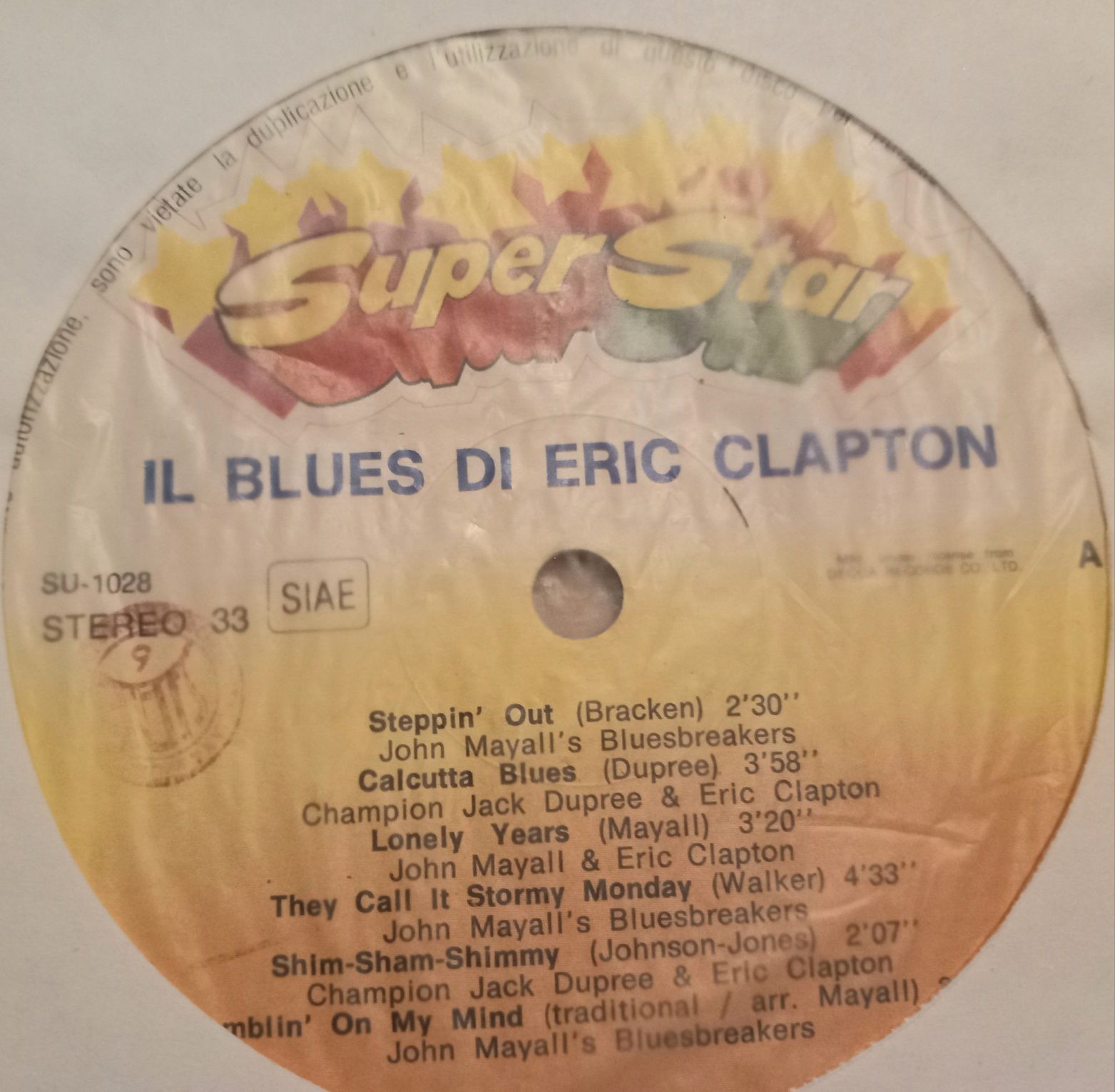 Eric Clapton IlBluesDiEricClapton LP Winyl EX