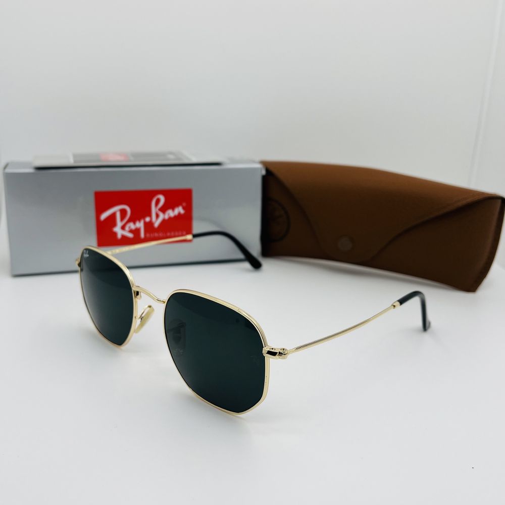 Солнцезащитные очки Ray Ban Hexagonal 3548 Gold-Black 56мм стекло