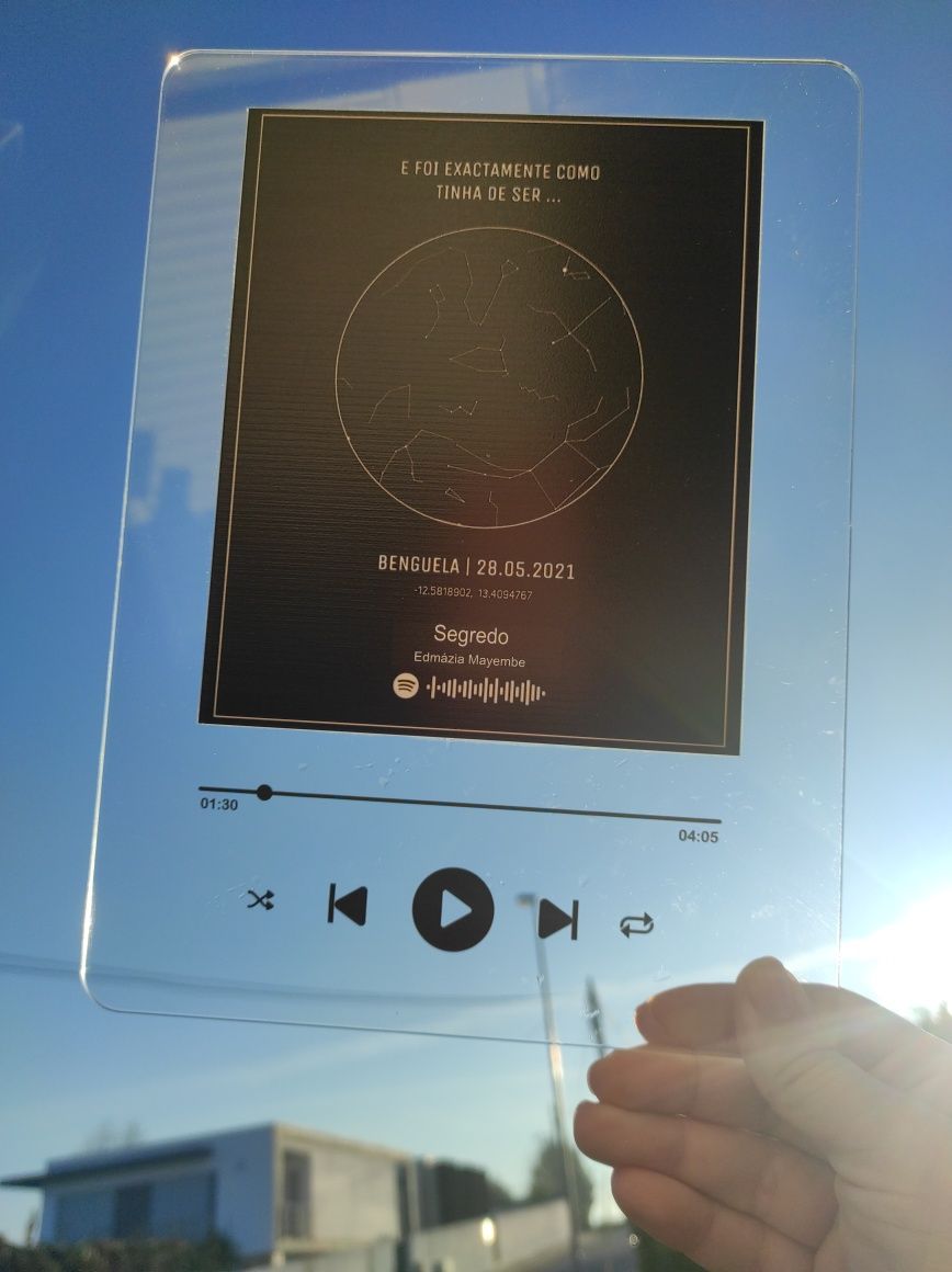 Acrílico com foto e código Spotify