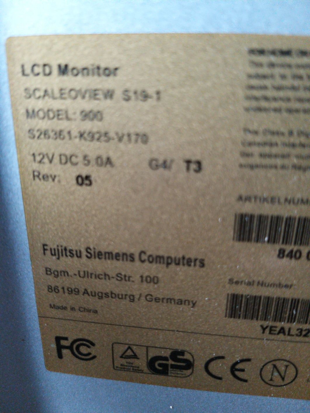 Monitor Fujitsu Siemens