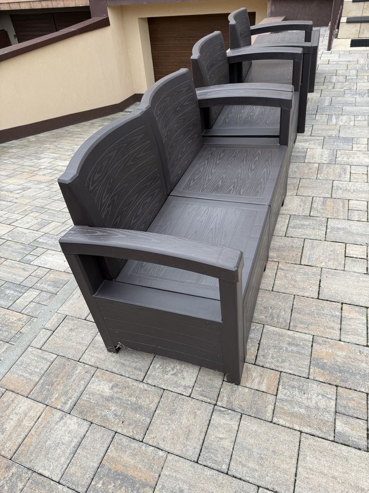 Zestaw ogrodowy sofa dwuosobowa plus dwa fotele stolik