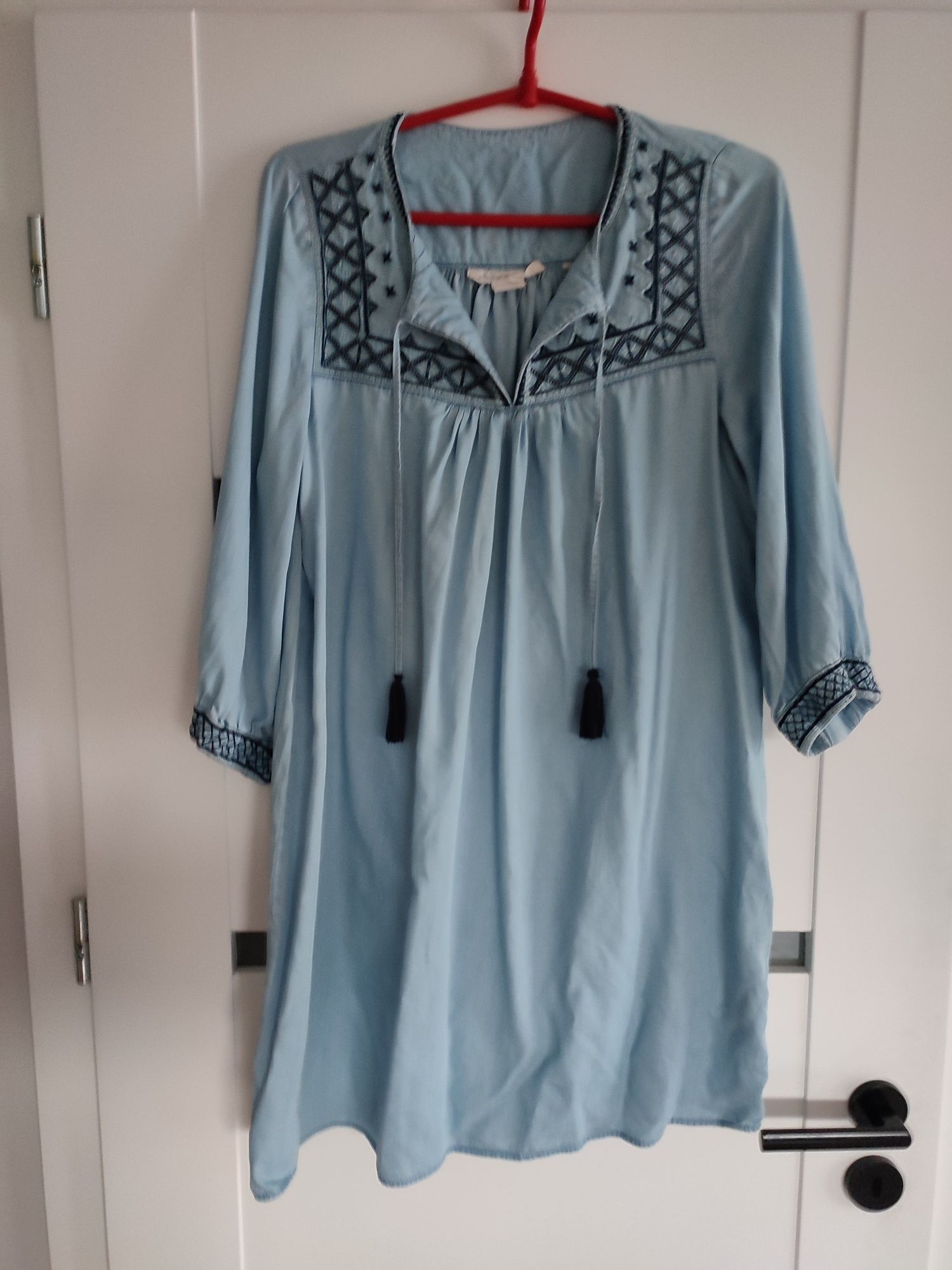 40 h&m sukienka niebieska granatowa Boho luźna oversize