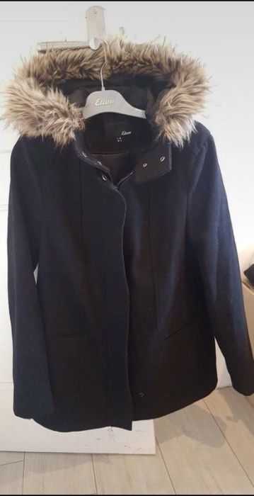 Шерстяное пальто с капюшоном Etam Франция.