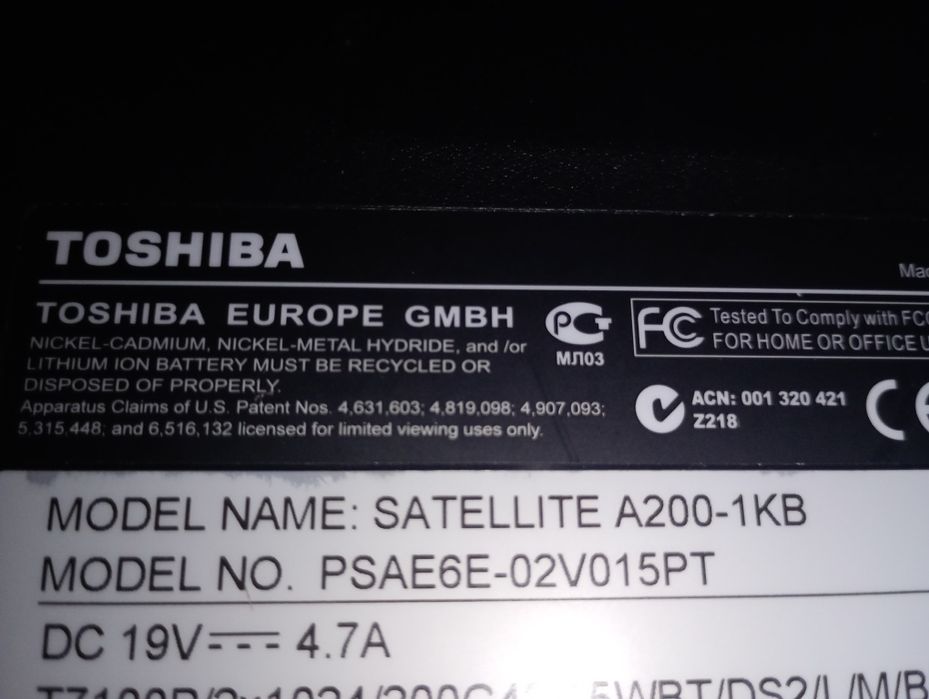 Portátil Toshiba Avariado.