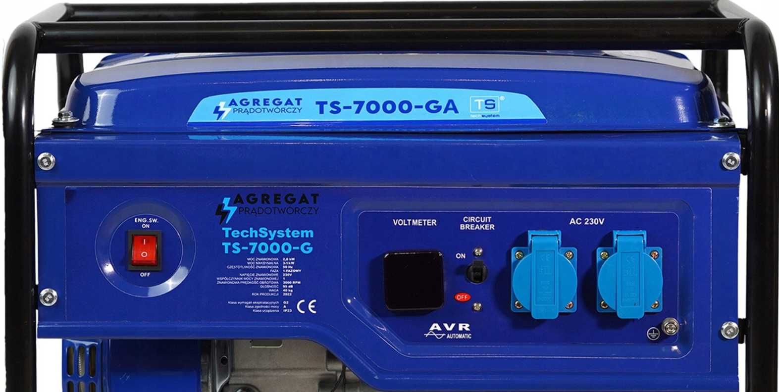 Генератор газ/бензин TECH-SYSTEM 2.6/3 кВт однофазний, чотирьохтактний
