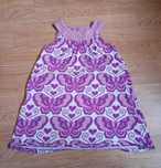 Letnia mini sukienka/tunika w motylki dla dziewczynki H&M fiolet biel