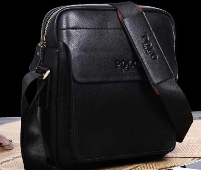 Мужская новая сумка через плечо кожаная барсетка планшетка Поло Polo