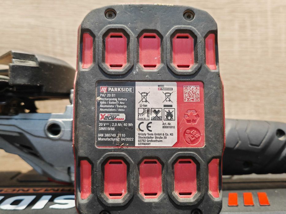 Szlifierka kątowa Parkside PPWSFA 20-Li A1 komplet