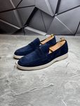 Лоферы Замшевые мужские синие LORO PIANA Suede ROYAL! Туфли Лоферы ХИТ