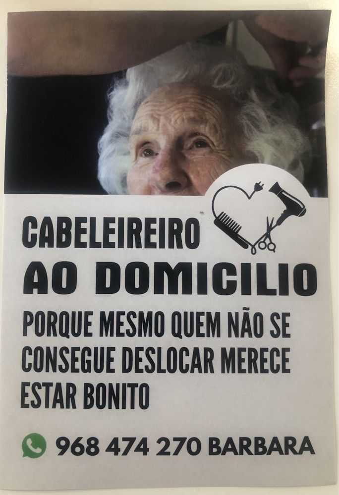Cabeleireiro ao domicilio a pessoas com pouca mobilidade