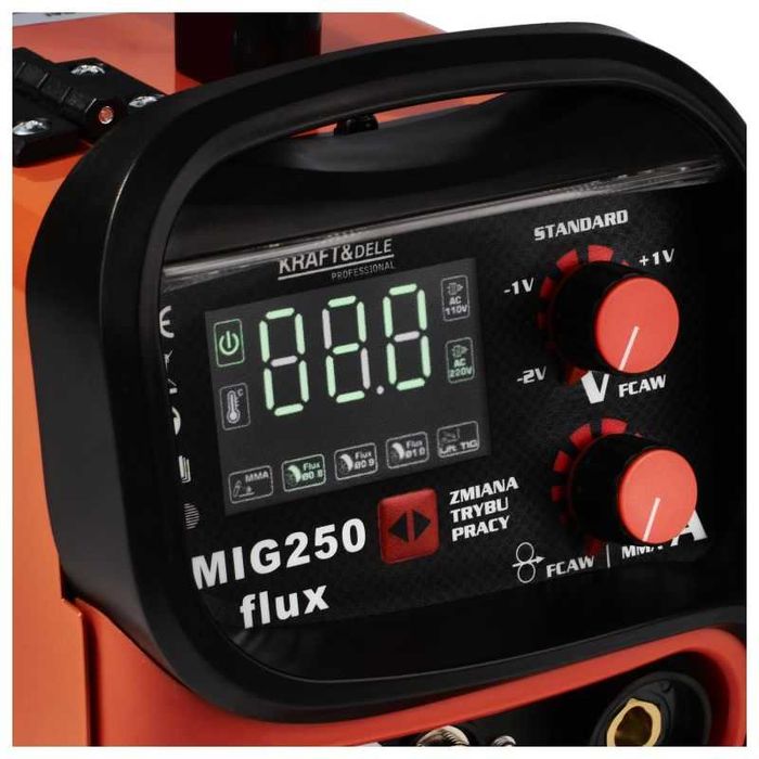 Spawarka migomat bezgazowy inwerterowy FLUX MIG MAG MMA 250A EURO LCD