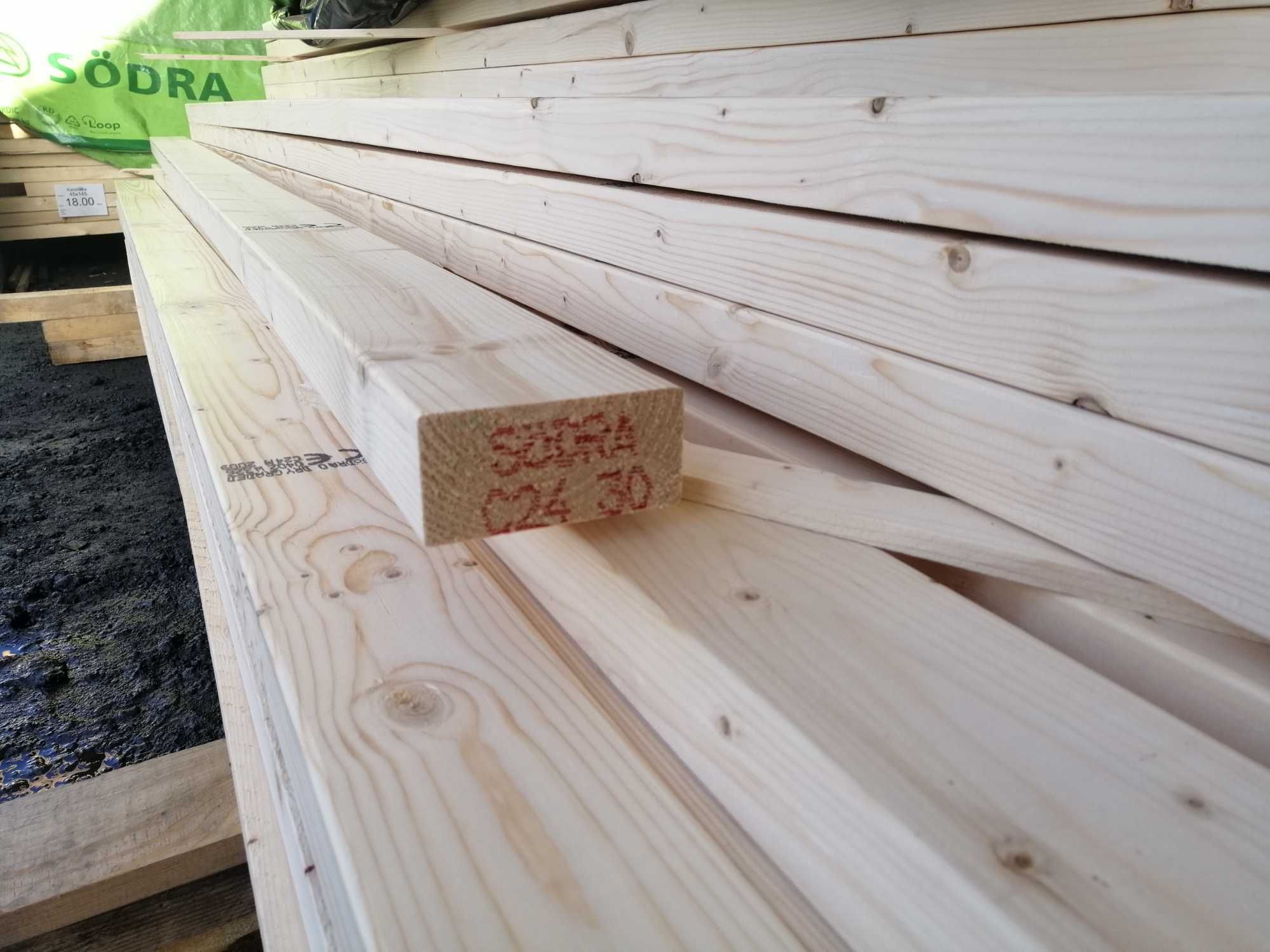 Drewno konstrukcyjne, C24, kantówki strugane, świerk, 45x95
