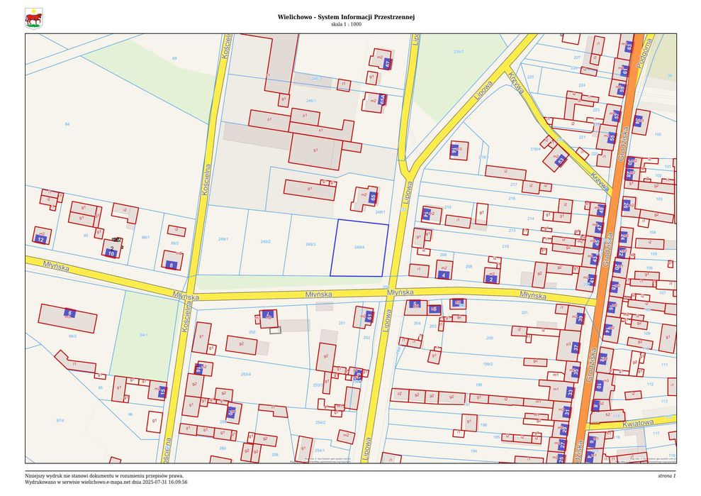 Działka budowlana w Wielichowie nr 249/4