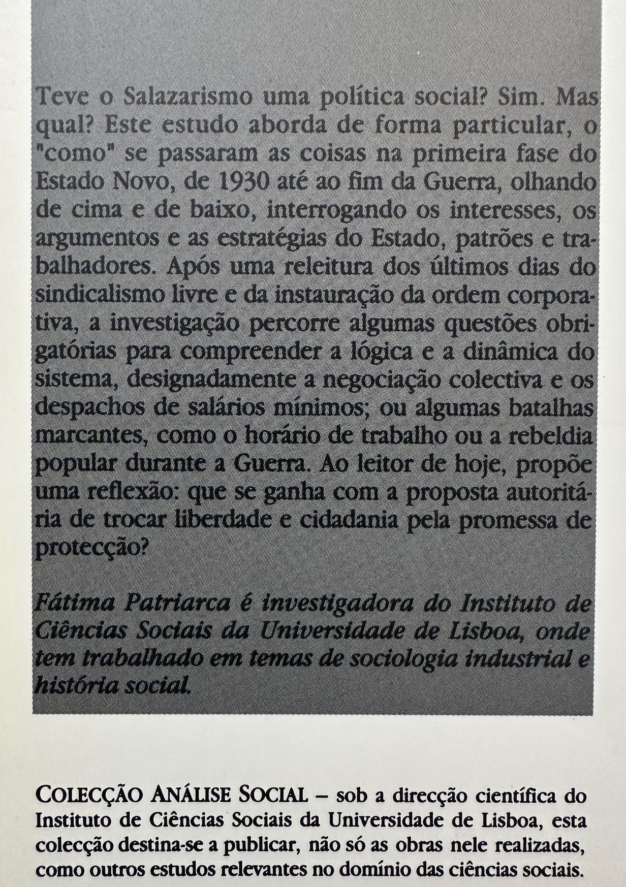 A Questão Social no Salazarismo 1930/1947 - Fátima Patriarca - 2 vols