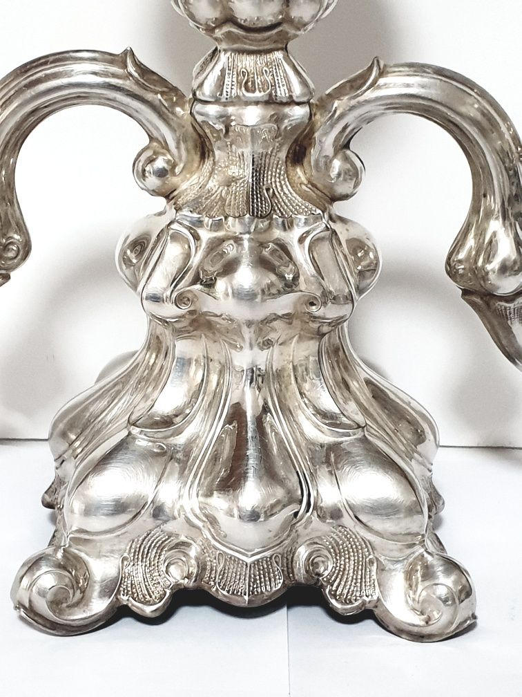 Magnífico conjunto de castiçais HEIJ Denmark com banho em prata