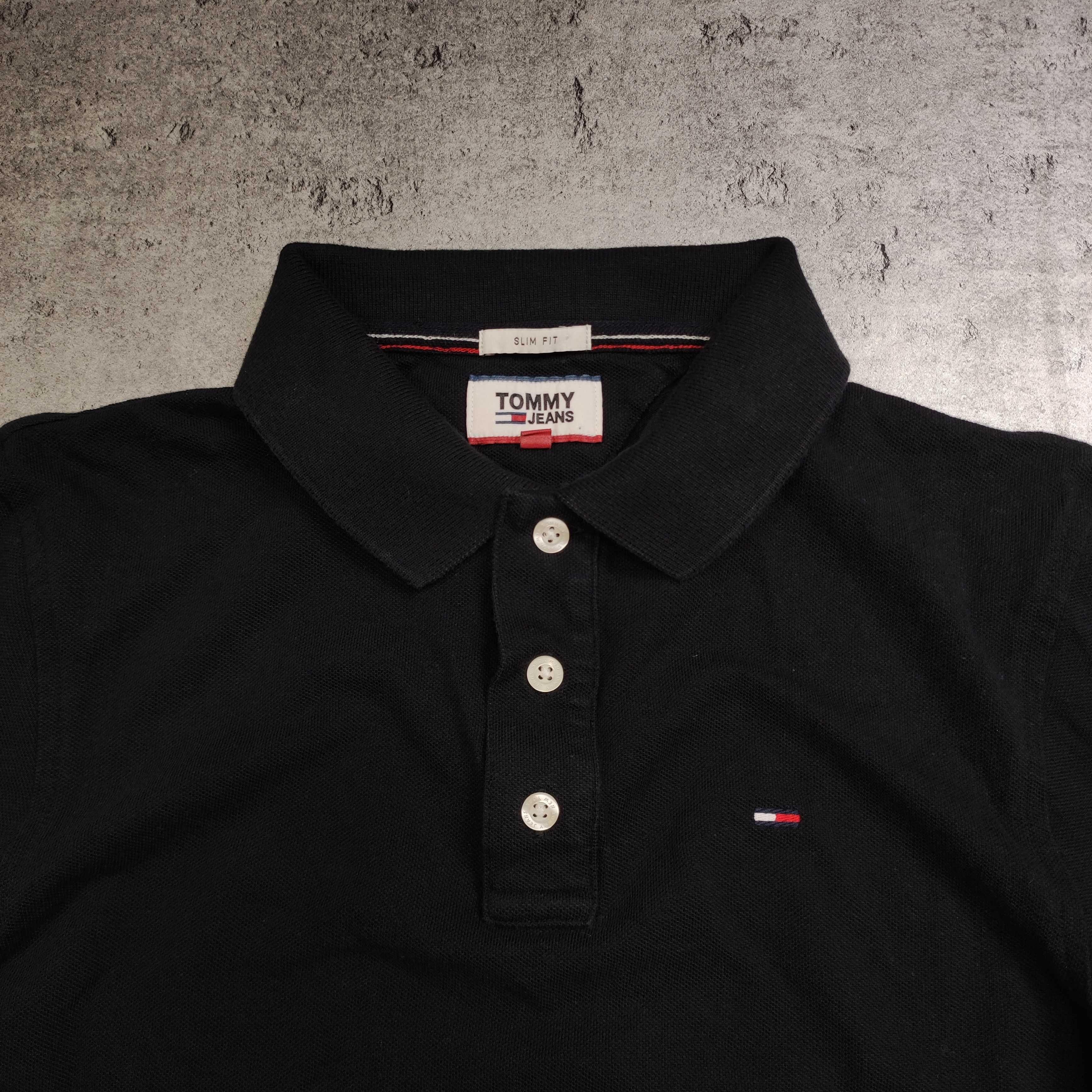 MĘSKA Koszulka Polo Elegancka Czarna Bawełna PREMIUM Tommy Hilfiger