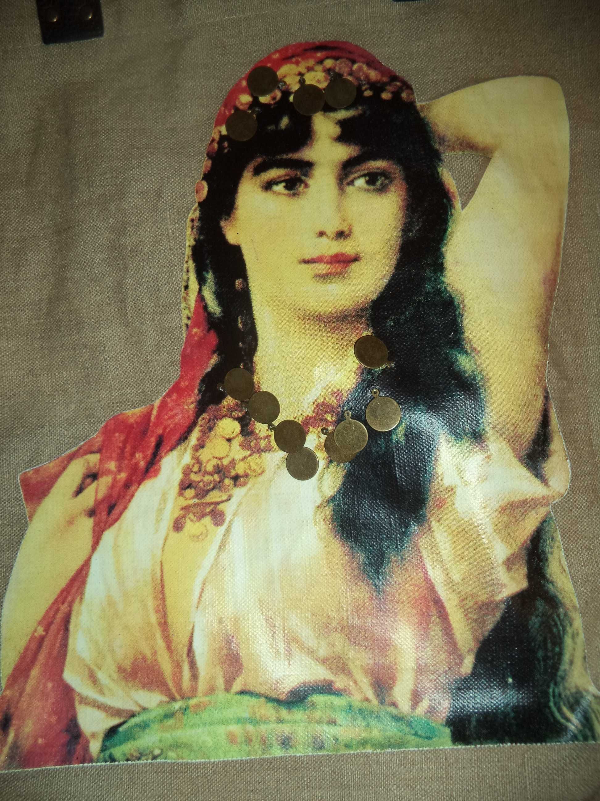 Mala/saco vintage com figura feminina