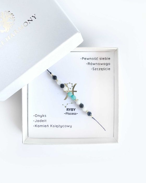 RYBY - Bransoletka znaku zodiaku z kamieni szlachetnych