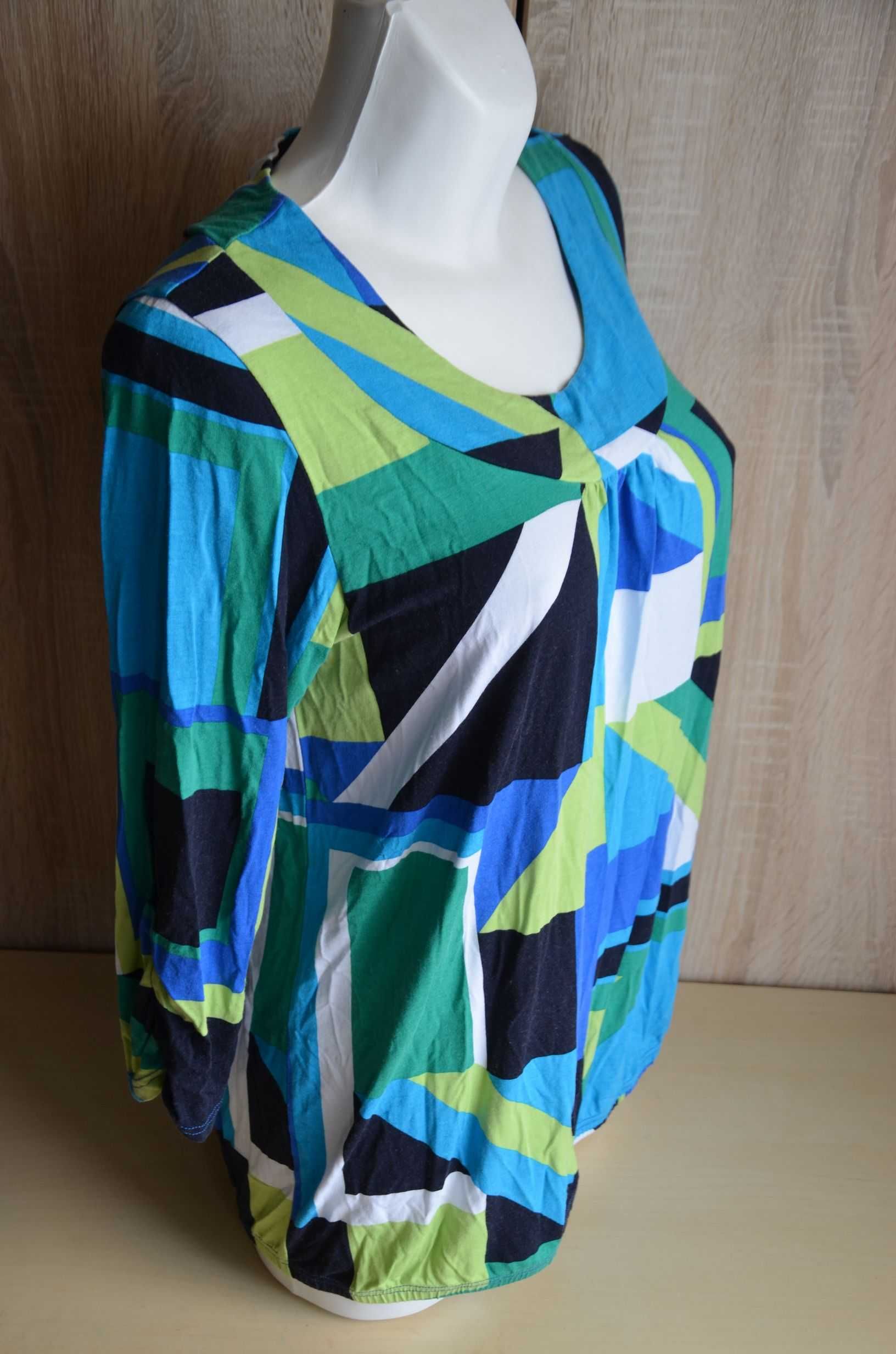 Bluzka z rękawem 3/4 kolorowa wzory cienka 40 L 42 XL