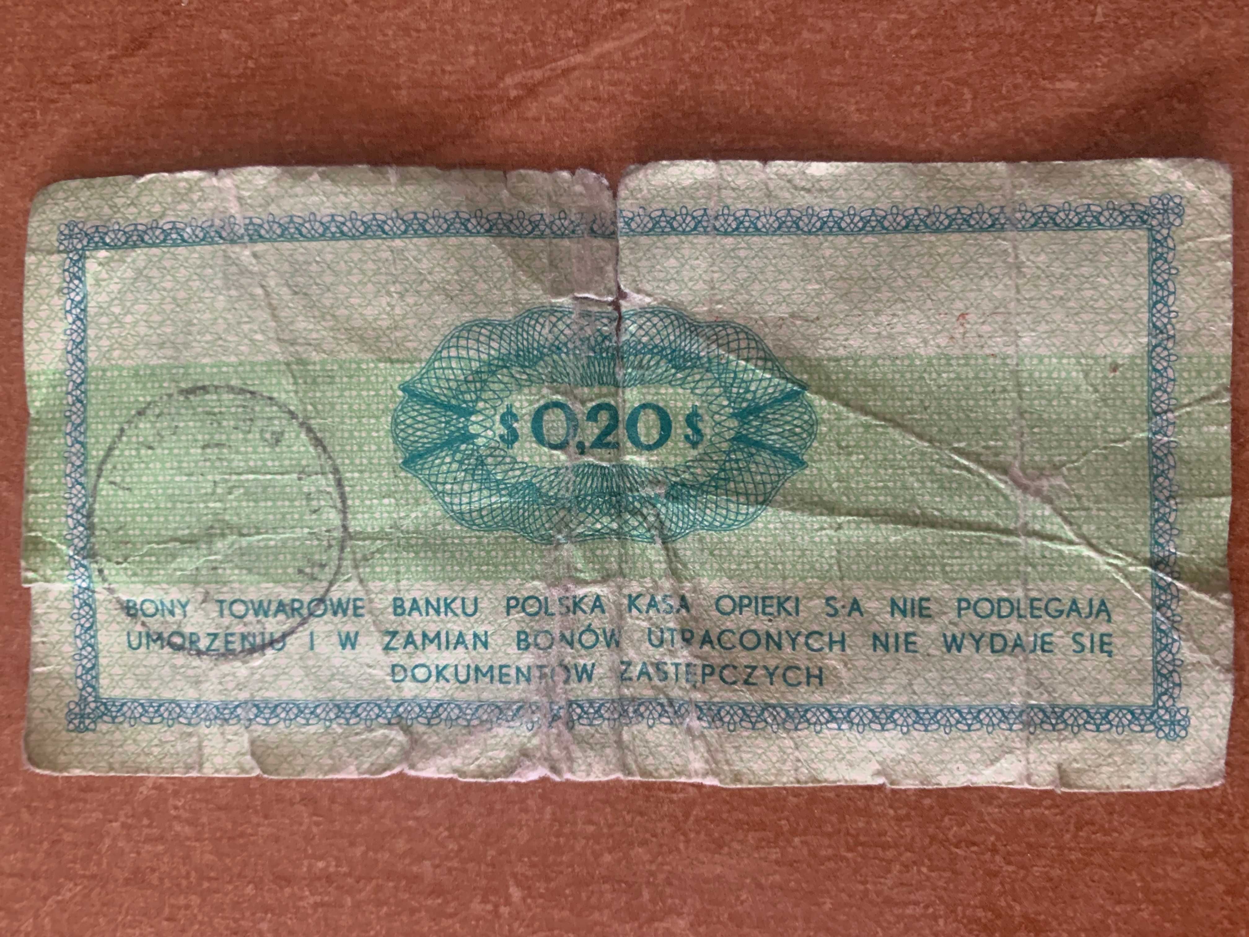 Bon towarowy Pekao 20 centów 1969 rok
