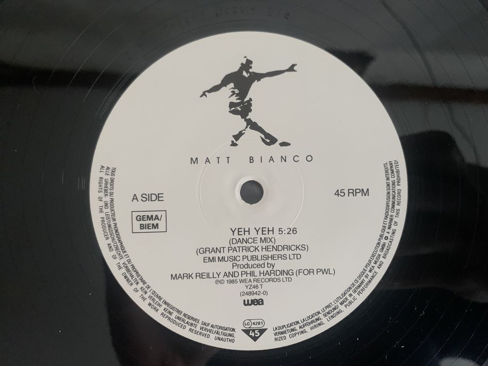 Пластинка Matt Bianco - Yeh Yeh 12” Maxi-Single 1985 WEA Germany 1985