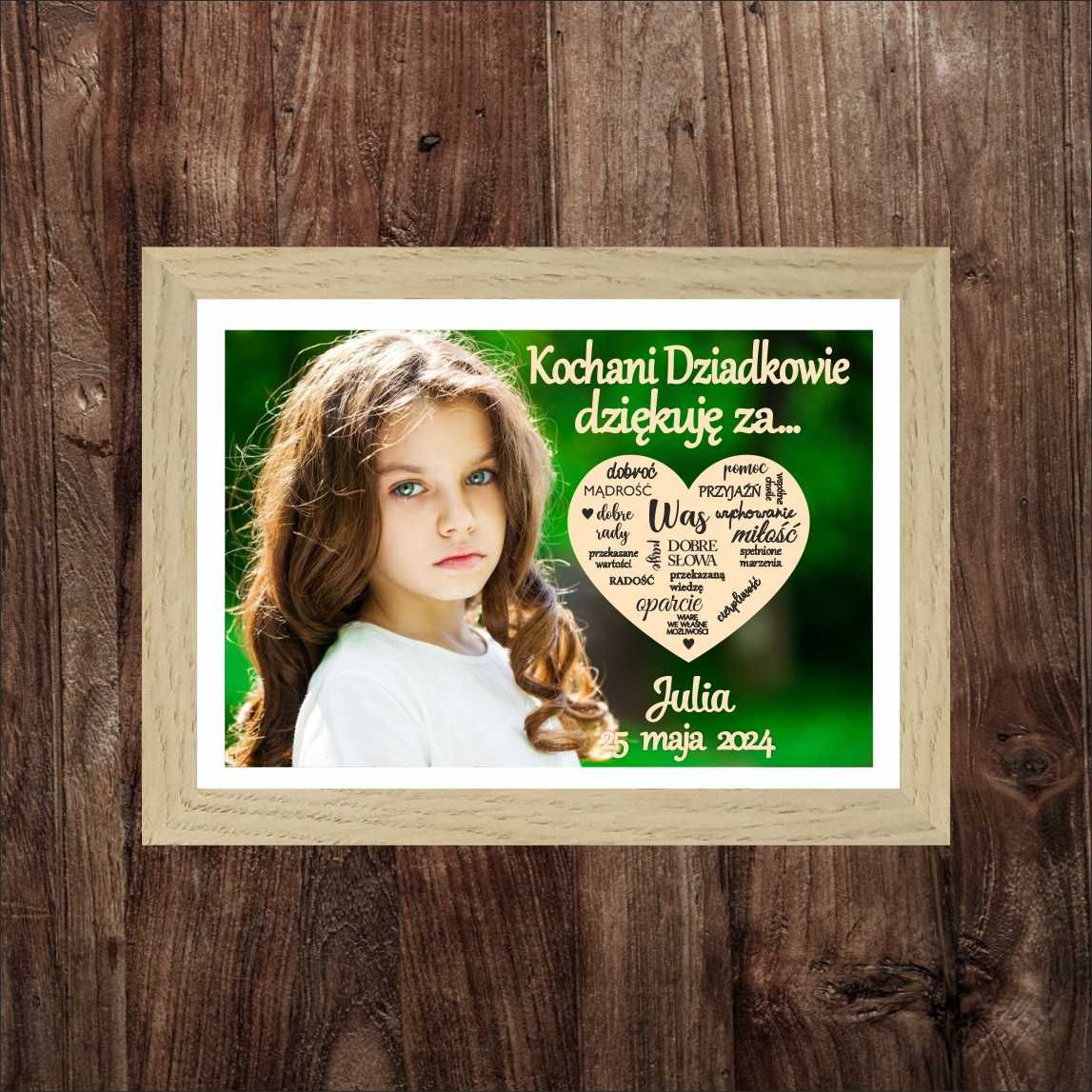 Podziękowanie ze zdjęciem * dla Chrzestnych Dziadków Chrzest Komunia