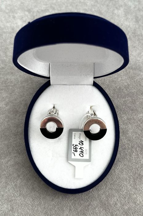 Srebrne spinki do mankietów z onyxem próba 0,925