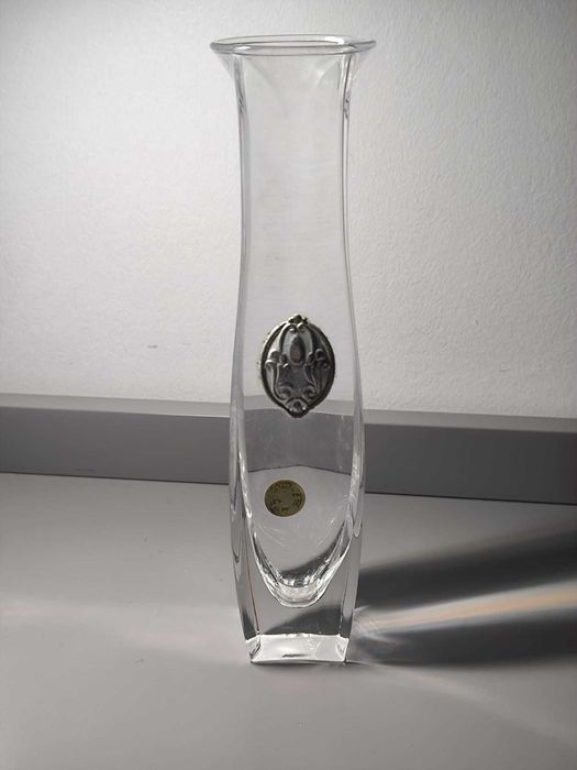 Vaso em Cristal com Aplicação Metálica