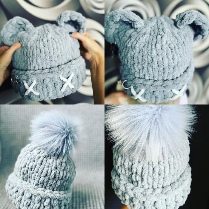 Шапка балаклава с ушами мишки,зайца плюшевая детская/взрослая