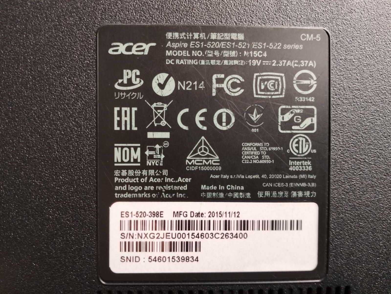Ноутбук Acer ES1-520/ES1-521 ES1-522 series по запчастинах