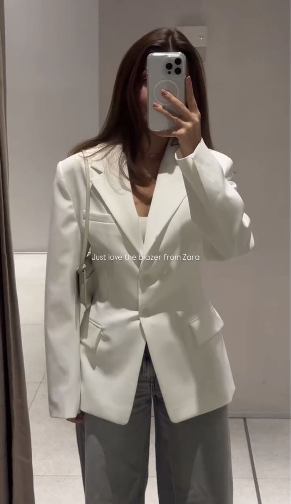 Білий приталений блейзер піджак жакет Zara XS S