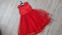 Czerwona Elegancka Sukienka 146 152 Nowa Rozkloszowana