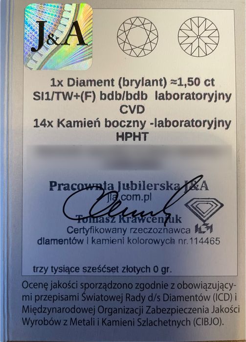 Poerscionek z diamentem(brylantem)